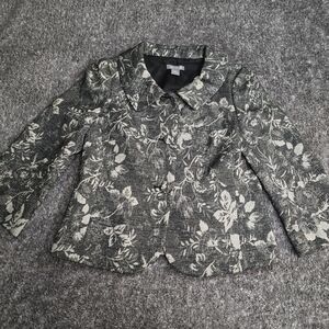 Ann Taylor Floral Blazer - Black and Cream